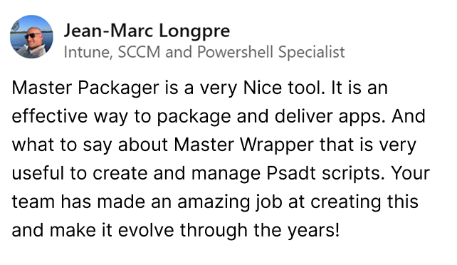 Jean-Marc Longpre on LinkedIn about Master Packager